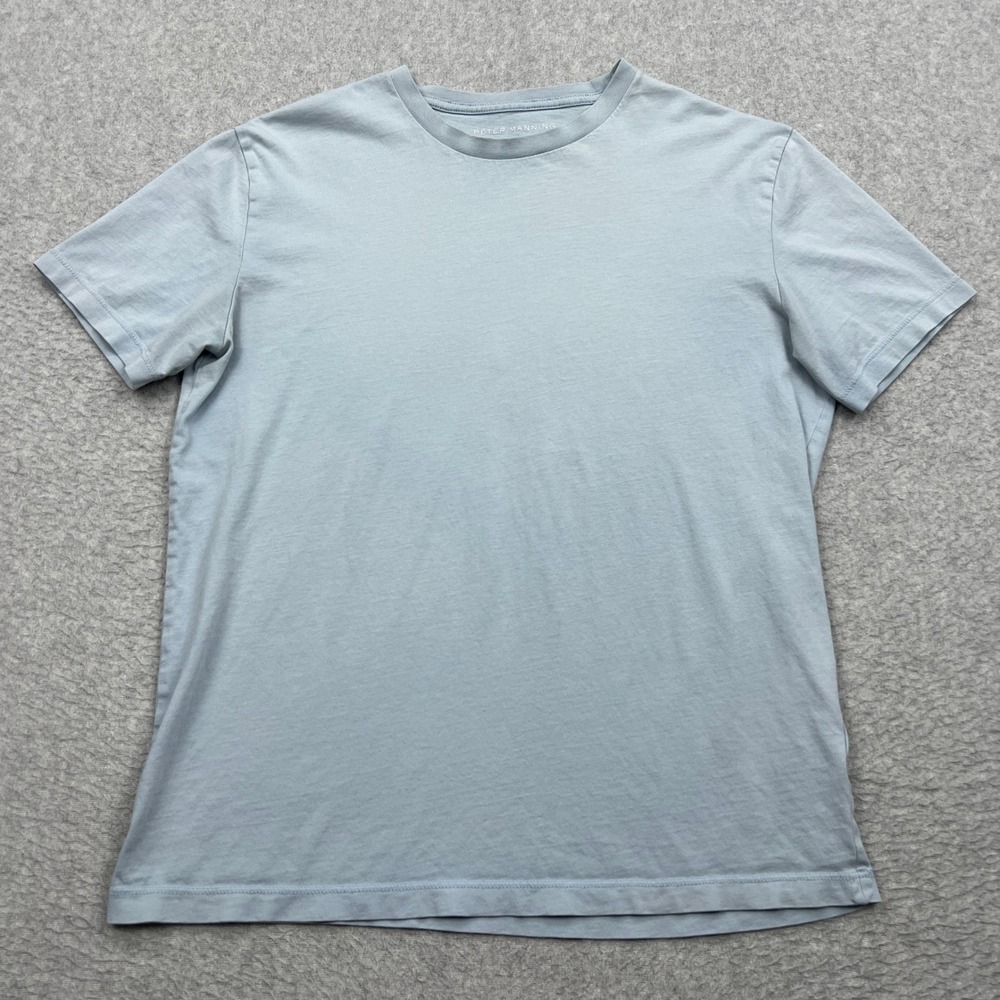 Peter Manning T-Shirt Mens 2 (S) Light Blue Pima‎ Cotton Crew Neck Short Sleeve